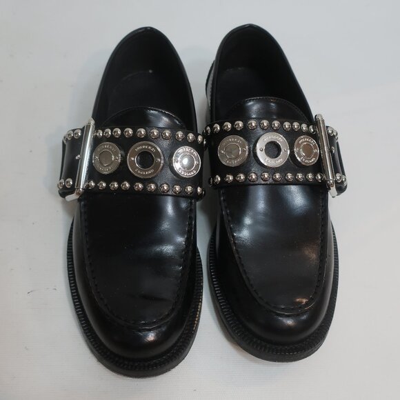 Authentic Burberry Marita Black Leather Silver-Tone Logo Engraved Loafer 39 US/9 - Picture 7 of 16